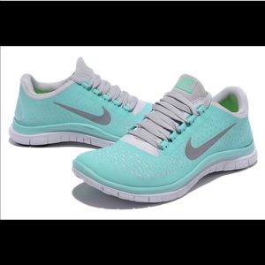 Mint blue Nike Free Running Shoes